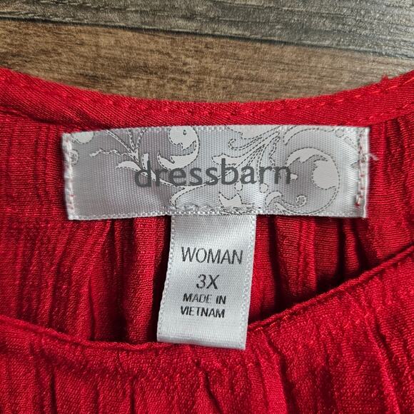 Red Blouse Batwing Tunic Top Flowy Boho Womens Plus Size 3X Holiday Relaxed Fit - Picture 12 of 16